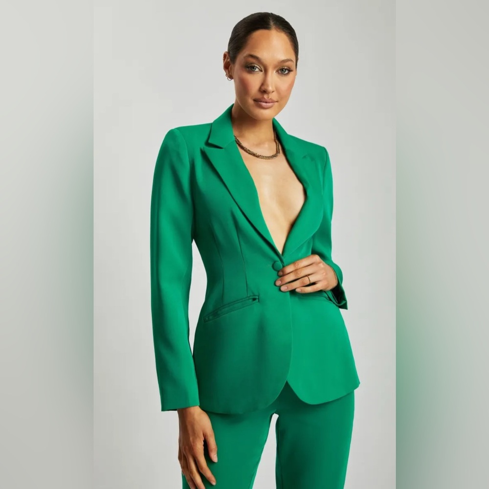 Meshki Bottle Green The Helda Fitted Cinched Waist Blazer. SMALL. Worn once.